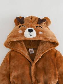 Cozy Pixies Accappatoio con cappuccio termico per neonata con motivo a cervo, set di abbigliamento comodo da elfo, set di abbigliamento autunno/inverno per neonata, outfit invernale caldo per neonata, outfit grafico semplice e versatile adatto per uso interno, quotidiano, sport, gioco, fotografia, Natale