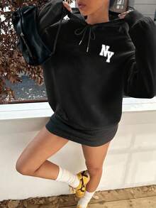 Slaydiva بلوزة سويت شيرت أنثوية بغطاء رأس وسحاب، بتصميم مبسط وطباعة دب، بأكمام طويلة وقصة فضفاضة، مناسبة للخريف والشتاء