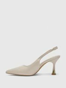 CUCCOO BIZCHIC 尖头细高跟露背杏色性感时尚通勤办公室女士百搭女士高跟鞋 - 杏色 - 查看 9