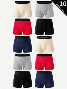 10pcs Boys' Multicolor Cotton Comfortable Briefs Fall Winter - Multicolor - View 1