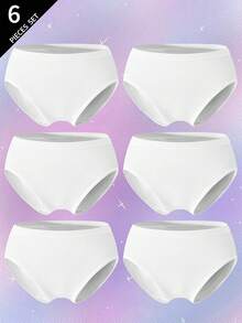 6条装女童纯棉纹理白色内裤