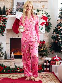 FamilyFrolics Conjunto de pijama de mujer, estampado digital, ropa de otoño, Navidad - Multicolor - Ver 6