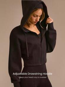 GLOWMODE 日常羊毛保暖腰长连帽衫夹克日常休闲冬季保暖 - 巧克力棕 - 查看 4