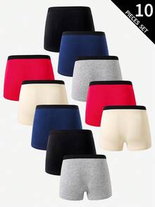 10pcs Boys' Multicolor Cotton Comfortable Briefs Fall Winter - Multicolor - View 2