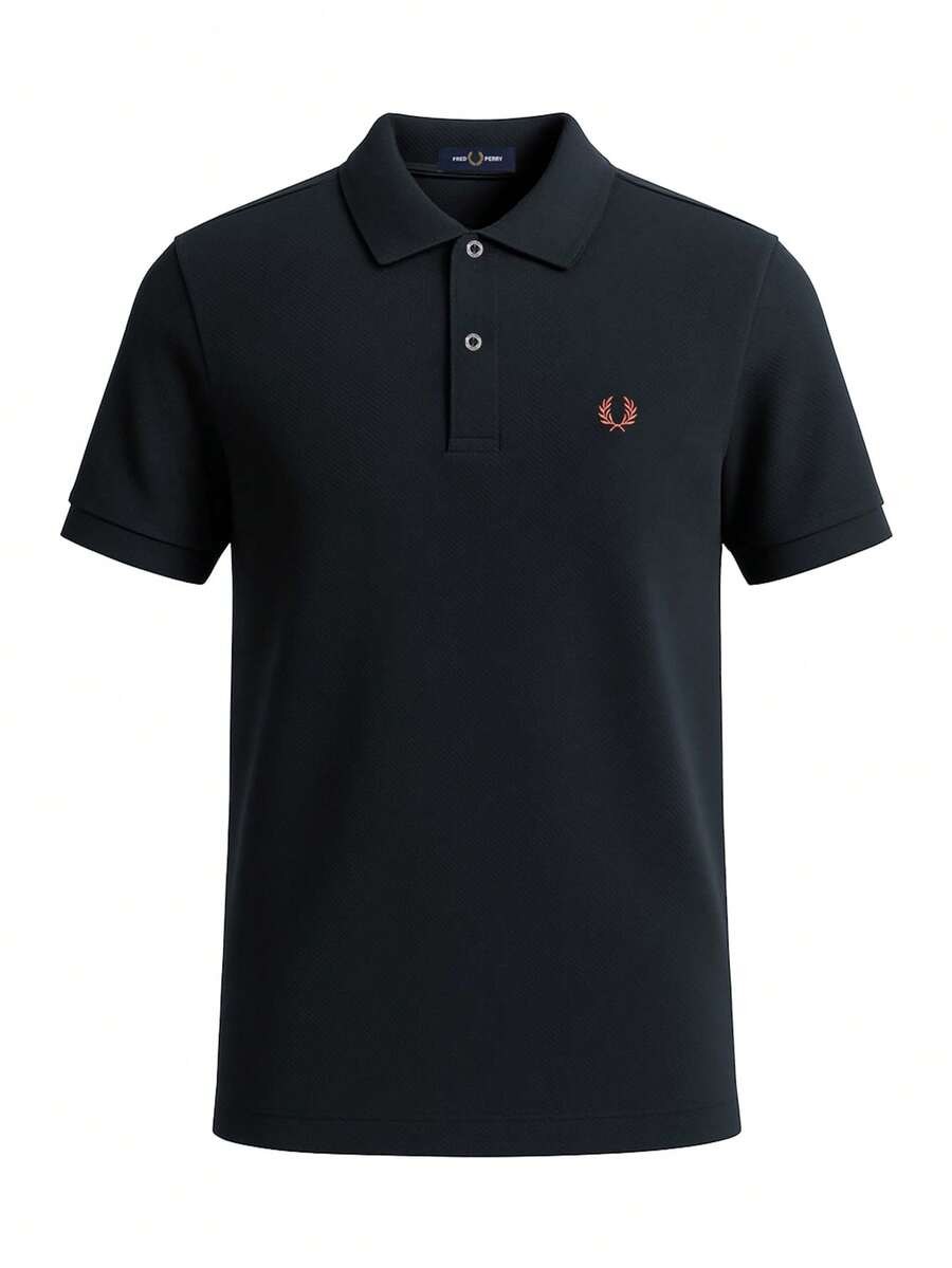 Fred Perry 男士藏蓝色 Polo 衫 - 海軍藍/肉桂色 - 查看 1