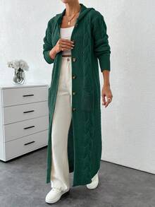 EURMUSE Cardigan With Detail And Long Special Button Detail+ 480 - Dark Green - View 7