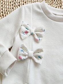 SHEIN 6 Monate-3 Jahre Baby Herbst Outfit für Mädchen 2 Stücke/Set, Lässig Stil Langarm-Oberteil & Blumen-Druck Lange Hose