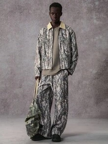 STYNVO Men's Autumn Branch Print Zip-Up Jacket And Pants Casual Tracksuit Set - Multicolor - View 1