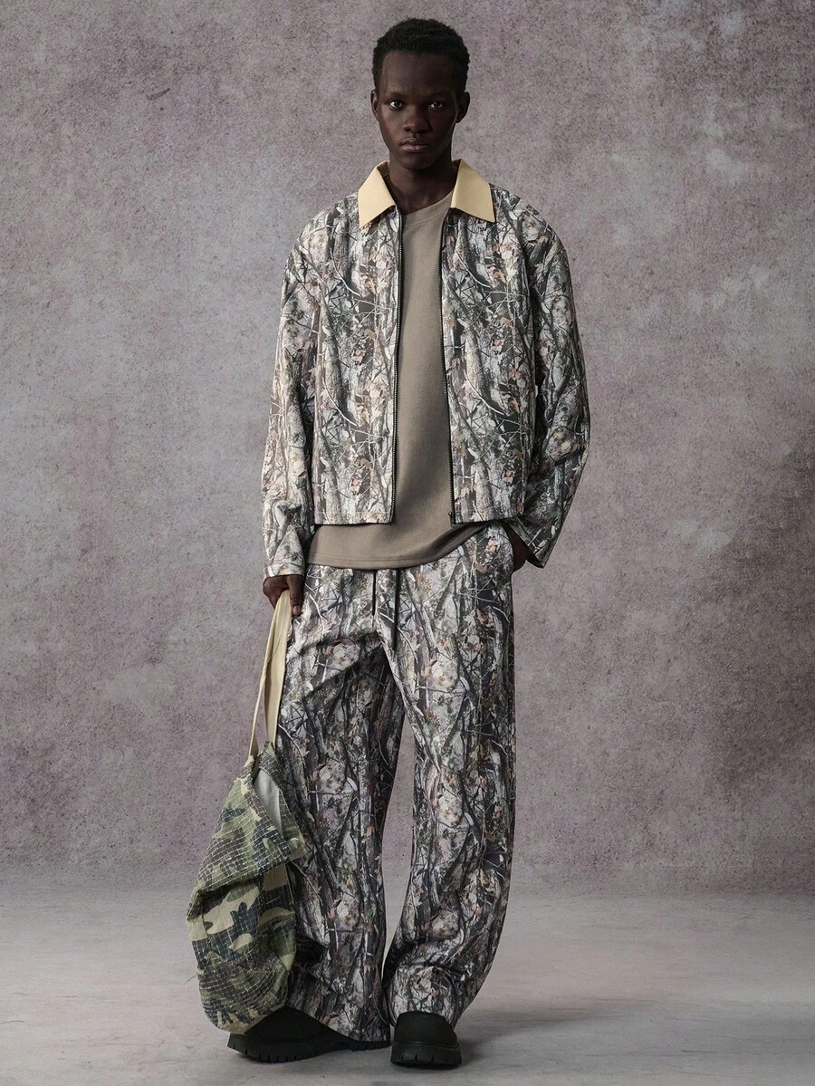 STYNVO Men's Autumn Branch Print Zip-Up Jacket And Pants Casual Tracksuit Set - Multicolor - View 1