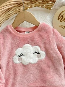 Babygirl Cute Cartoon Pattern Long Sleeve Sweatshirt And Pants Set, Autumn/Winter Fall - Pink - View 4