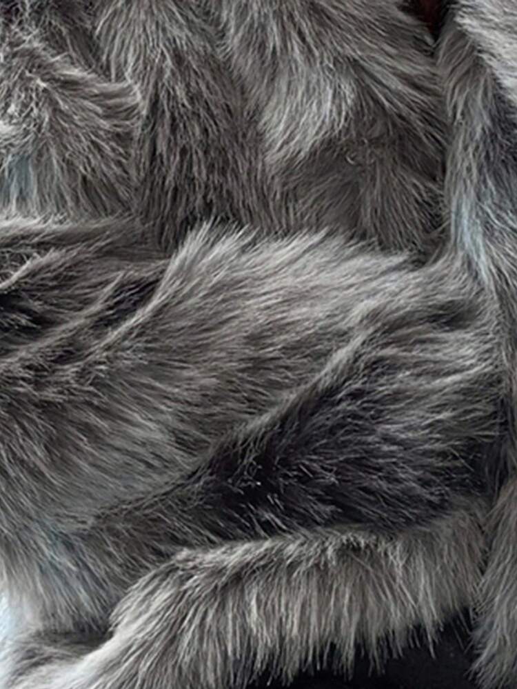 Women's Ombre Loose Fit Long Sleeve Lapel Elegant Street Style Fluffy Jacket, Autumn/Winter Women Coats