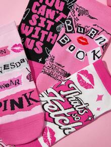Mean Girls | SHEIN 4 đôi tất nữ cổ ngắn mềm mại, thoáng khí, thấm hút mồ hôi, kiểu dáng ngọt ngào, thời trang, màu hồng dễ thương, mũi và gót được gia cố chắc chắn, bền bỉ, phù hợp mọi mùa hè và đông. - Nhiều màu - Xem 3