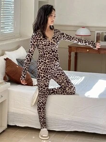 DAZY 青少年女孩休闲家居服睡衣，秋季 - 棕色 - 查看 7