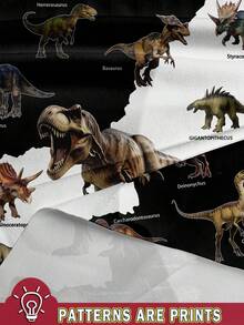 SHEIN DINOSAUR, Young Boy Casual Minimalist Round Neck Short Sleeve Loose Fit T-Shirt, Suitable For Summer - Multicolor - View 3