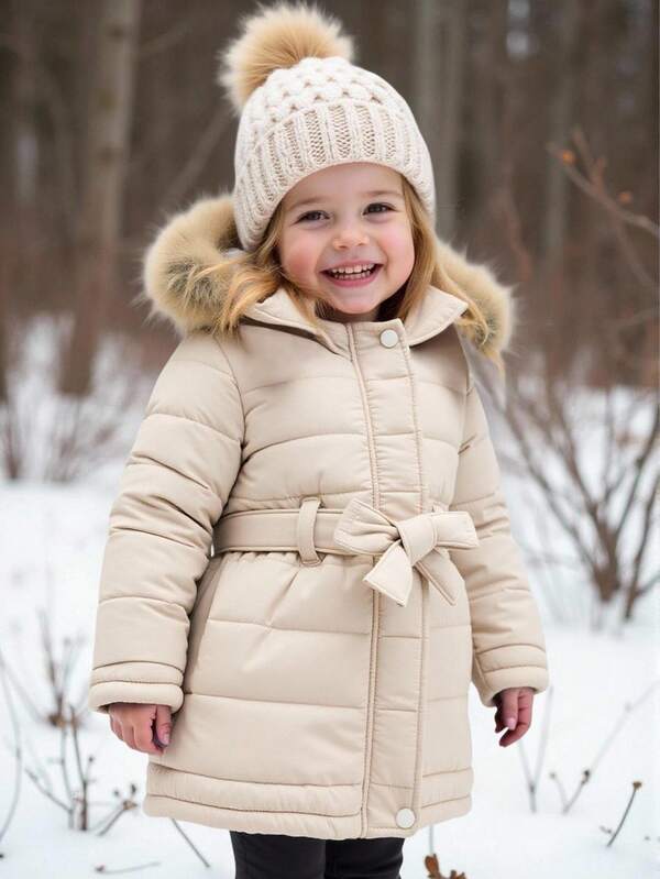 SHEIN Baby Mädchen süße & vielseitige Baby-rosa Fleece-gefütterte Kapuzenjacke, geeignet für Herbst/Winter