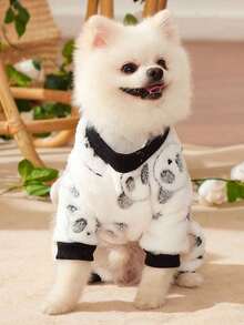 PETSIN 1件宠物羊毛黑白熊猫法兰绒连体衣 - 彩色 - 查看 3