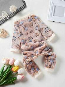 PETSIN 1 Pet Paw Print Wool Flannel Jumpsuit, Warm And Comfortable, Suitable For Small And Medium-Sized Dogs Such As Teddy Bears - Multicolor - View 2