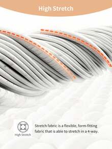 SHEIN CURVE+ 加大码侧袋运动瑜伽弹力紧身裤，透气面料，夏季 - 棕色 - 查看 9