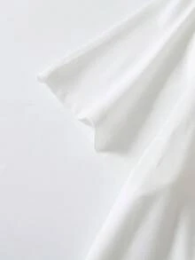 SHEIN LUNE Summer Women's Round-Neck T-Shirt With Western-Style Shoe Prints - White - View 4