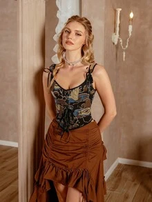 Myrelith 1 pieza Parte superior moldeadora de estilo occidental con estampado de moda para mujer - Multicolor - Ver 6