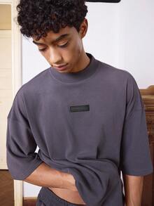 SWAVVY 2 件男士标准尺寸休闲 T 恤和裤子套装，灰色，夏季 - 灰色 - 查看 5