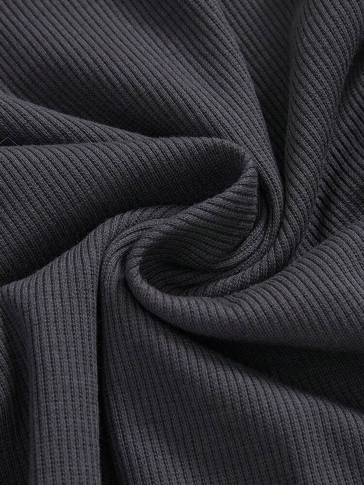 ROMWE Grunge Punk Women's Fitted Off-Shoulder Textured Flare Sleeve Top - Multicolor - View 4