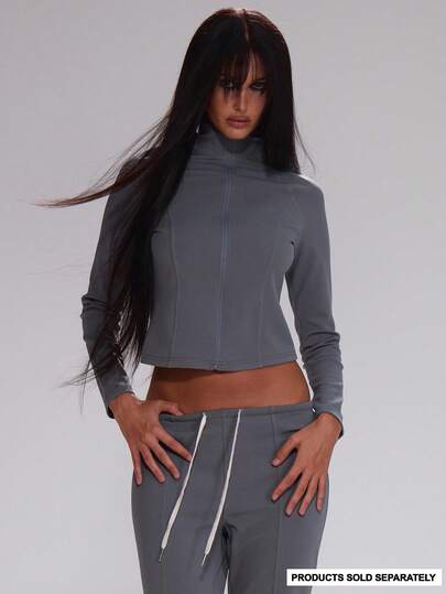 MUSERA Chaqueta ajustada con cremallera y cuello alto, linda para otoño, regreso a la escuela, casual, trabajo, ropa deportiva, corporativa, para correr, invierno y noche