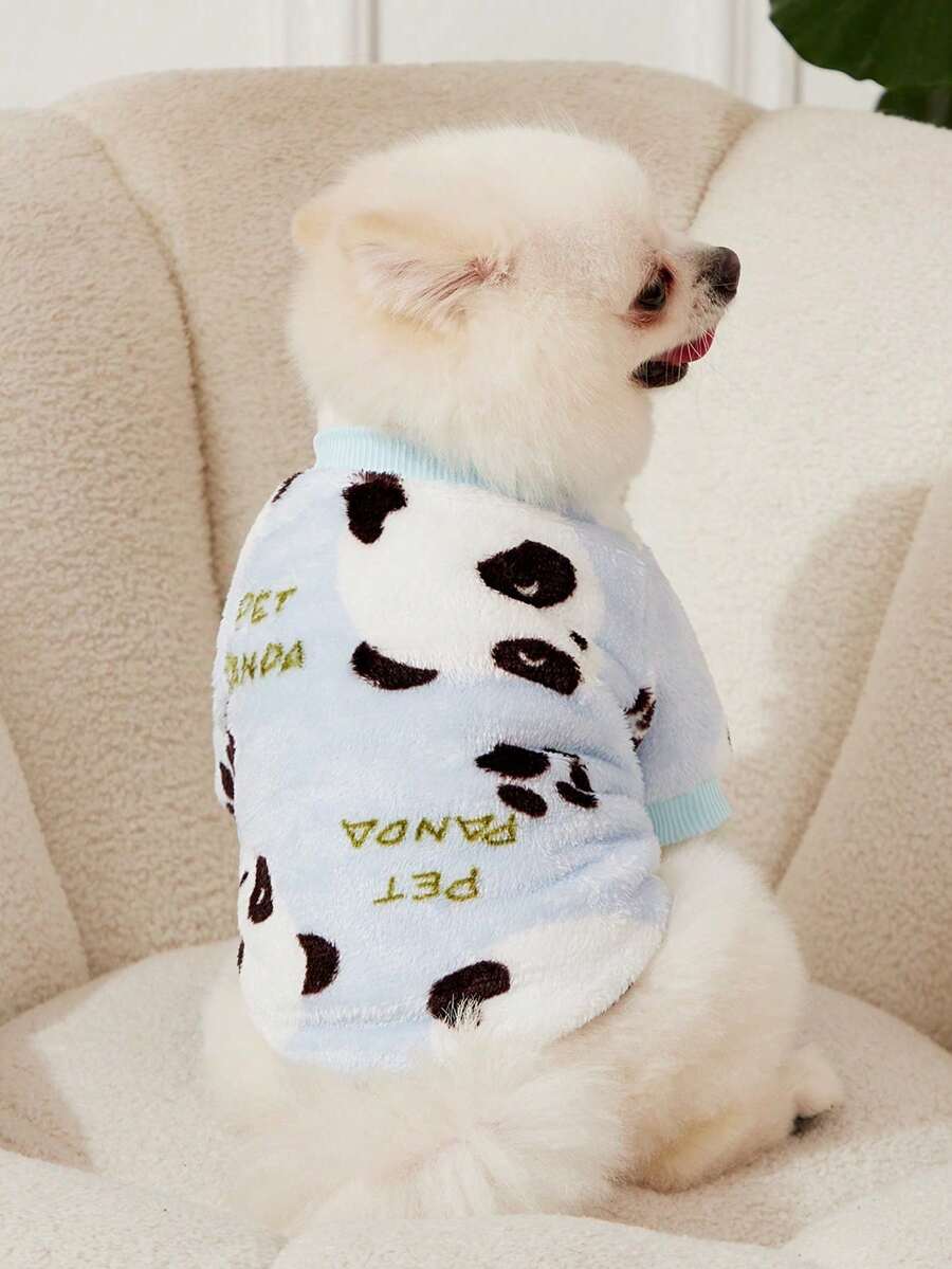 PETSIN 1 Pc Panda Print Flannel Pet , Pink & Blue - Multicolor - View 1