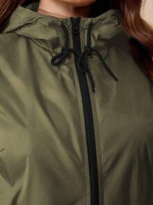 EMERY ROSE Giacca casual con cappuccio, chiusura lampo e coulisse, con patchwork a contrasto di colore, per taglie forti