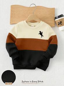 Cozy Pixies Felpa girocollo a maniche lunghe con colori a contrasto per bambino, versatile e confortevole in autunno/inverno