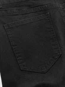 ROMWE MEN Street Life Men's Adjustable Zipper Layered Flare Jeans With Printed Design - Black - View 5