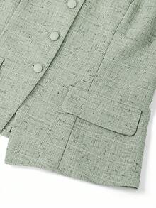 Ellevyn Women's Short Sleeve Single-Breasted Elegant Square Neck Blouse Green - Mint Green - View 6