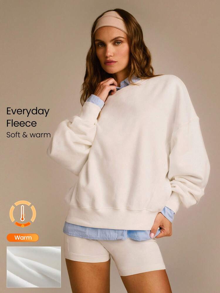 Pullover col rond décontracté, ajusté et confortable en polaire, taille côtelée, doux et léger, idéal pour l'automne et l'hiver, pour un usage quotidien et casual