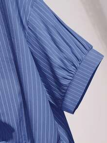 Franclia 女士休闲条纹扭纹短袖衬衫 - 彩色 - 查看 5