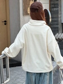 DAZY 休闲宽松长袖百搭少女运动衫 - 白色 - 查看 6