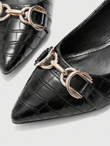 CUCCOO BIZCHIC Giày cao gót nữ thời trang đính kim loại đi làm - màu đen - Xem 6