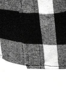 Manfinity Homme Men's Casual Plaid Long Sleeve Shirt, Autumn Checkered Shirt Men Men Button Up Shirt Design Mens Plaid Button Up - Black and White - View 3