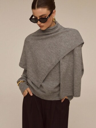 ATUI Studio Women's Casual Shawl Collar Solid Color Long Sleeve Sweater, Shawl Collar Sweater, Gray Sweater, Autumn Sweater, Women's Autumn Sweater, Women's Sweater, Autumn Wool Sweater, Autumn, Outdoor, Gray Sweater,Cozy Fall And Winter Clothes For Women