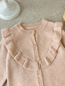 SHEIN Ensemble cardigan et pantalon de couleur unie pour bébé fille - Kaki - Voir 8