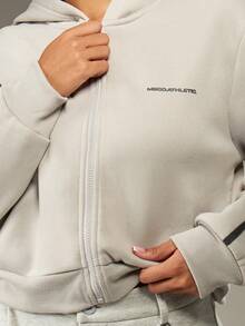MISSGUIDED Áo hoodie cổ điển có khóa kéo toàn bộ, trang phục thường ngày tối giản, dây rút, khóa kéo phía trước, áo nỉ dài tay thể thao, phong cách sống, tủ đồ thiết yếu cho mùa đông cơ bản - Xám - Xem 3
