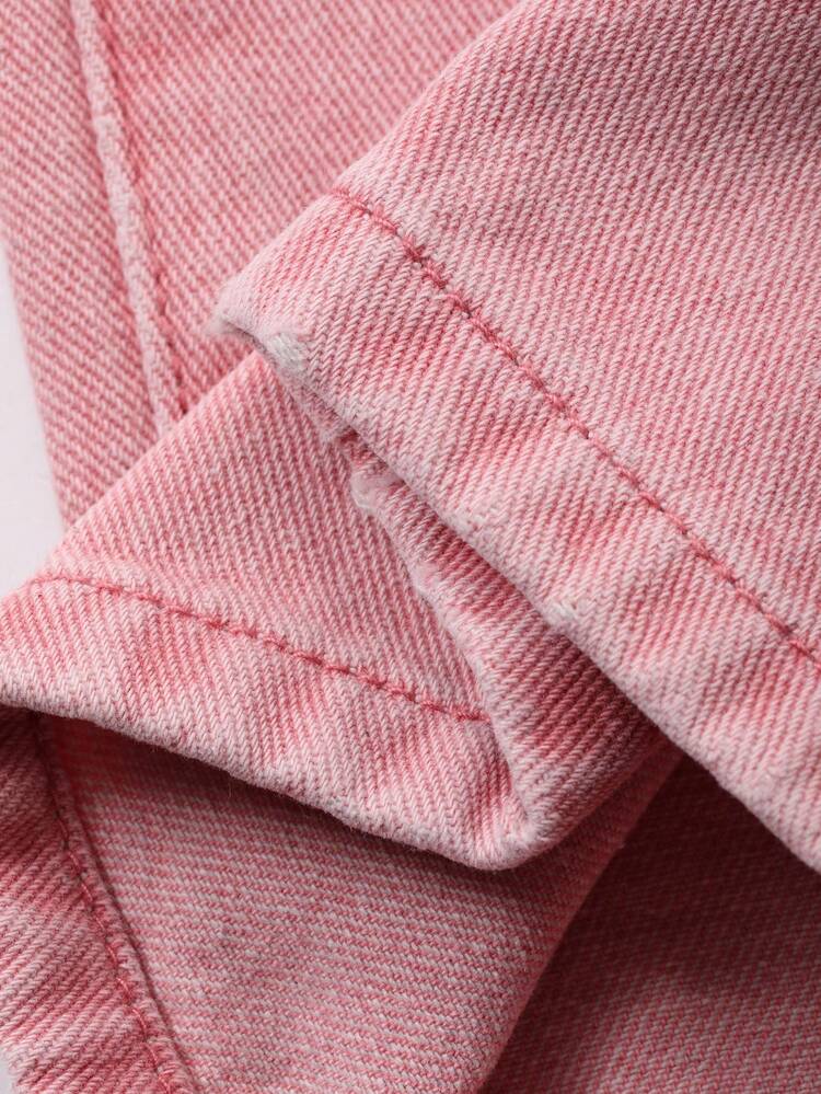 Young Girl Heart Pocket Elastic Waist Pink Casual Jeans Fall,Winter