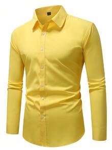 Manfinity Mode Camicia casual da uomo a maniche lunghe con bottoni e stampa di cavalli, autunnale