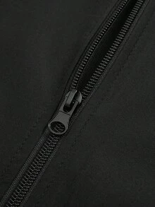 Manfinity Homme 男士休闲鸟纹拉链夹克，秋季 - 黑色 - 查看 7