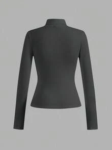 SHEIN Essnce Bộ 4 áo len cổ lọ nhiều lớp màu trơn đơn giản, dáng ôm vừa vặn dành cho nữ, mùa thu/đông - Nhiều màu - Xem 8
