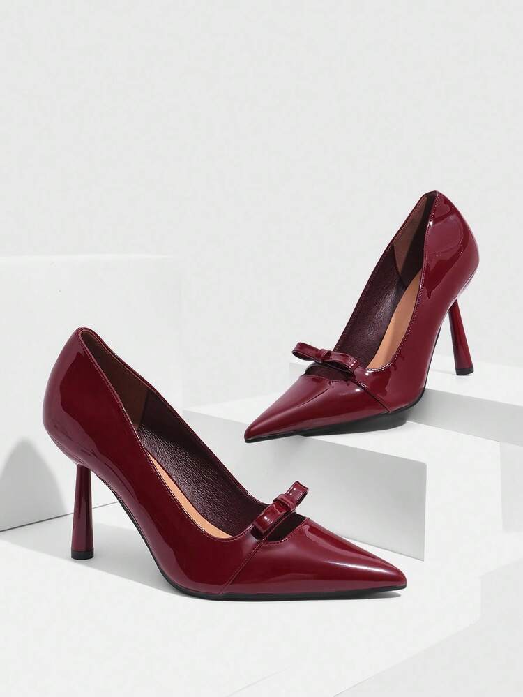 CUCCOO SZL Women's Fashion Burgundy Pointed Toe Stiletto High Heel Pumps, Suitable For Commute, Date, Party, Wedding, Holiday For Christmas