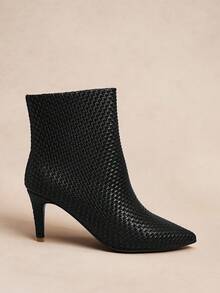 Rosivie Women's Fashion Commuter Solid Color Textured Pointed Toe Mid-Calf Boots - Black - View 4