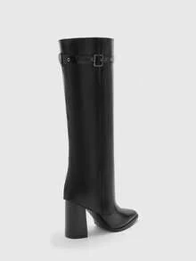 CUCCOO BIZCHIC Women's Fashion Versatile Commute Chunky Heel Knee-High Boots - Black - View 8