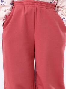 SUMWON Conjunto de sudadera y pantalón de chándal con estampado de lazo para niñas, sudadera con capucha y pantalón jogger, conjunto cómodo para días festivos, otoño e invierno, uso casual - Rojo violeta - Ver 6