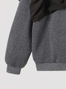 Sparklyn 2pcs/Set Tween GirlsCasual Loose Bowknot Round Neck Long Sleeve Sweatshirt And Wide Leg Pants, Suitable For Daily Wear Fall Winter - Dark Grey - View 5