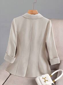 SHEIN Franclia 女士纯色简约长袖轻便西装外套，日常穿着